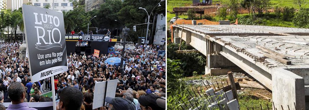 A profunda crise que atinge o Rio de Janeiro vai muito além da capital; dos 92 municípios fluminenses, pelo menos 30 (ou 32% do total) precisaram mudar o calendário habitual de depósitos e adiar os pagamentos de seus servidores em uma semana ou, em alguns casos, até meses; Rio afora, a situação financeira ainda deixou um rastro de obras inacabadas e serviços precários; atrasos constantes de repasses estaduais destinados à saúde também espalham prejuízos à população