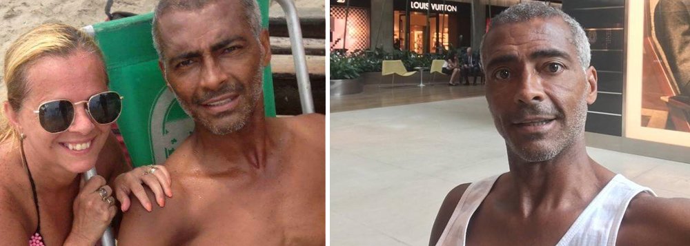  O ex-­jogador e senador Romário tem deixado os internautas impressionados com a sua forma física; o tetracampeão perdeu 10 quilos após passar por uma cirurgia para reduzir o diabetes; ele afirmou não ter chegado ao peso atual (70 kg) há 15 anos