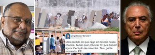 Um dos jornalistas mais próximos a Michel Temer, que já foi chamado de porta-voz informal do Palácio do Planalto, Jorge Bastos Moreno diz que ele está absolutamente perdido diante da crise dos presídios e ironizou seu plano de envolver o Coaf no combate à crise; "Temer vai unificar ações de órgãos de inteligência, como Coaf, pra combater chacina, como se bandido usasse cheque. Tá perdido, presidente. O momento é de decisões urgentes. O crime não espera estudos de inteligências. Tem gente morrendo nas cadeias, presidente!", cobrou Moreno, pelo Twitter; "Mais perdido do que cego em tiroteio nessa chacina. Temer quer procurar FH pra discutir agora liberação de maconha. Tem, gente morrendo, PR", completou