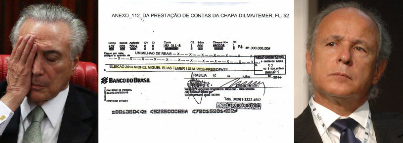 "Se a doação foi pagamento de propina, foi pagamento a Michel Temer…", aponta Fernando Brito, editor do Tijolaço, ao comentar o cheque de R$ 1 milhão da Andrade Gutierrez para o então vice-presidente