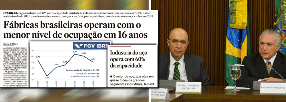 Eis mais um resultado desastroso do golpe parlamentar de 2016, que começou a ser preparado dois anos antes, com a política do 'quanto pior, melhor': a indústria brasileira opera com o maior nível de ociosidade da história, o que deve irá retardar novos investimentos e a volta dos empregos; "A crua realidade é que, com este grau de ociosidade e sem perspectiva de redução do custo de capital, não haverá nada sequer perto do nível necessário para impulsionar qualquer recuperação. Muito ao contrário", diz Fernando Brito, editor do Tijolaço