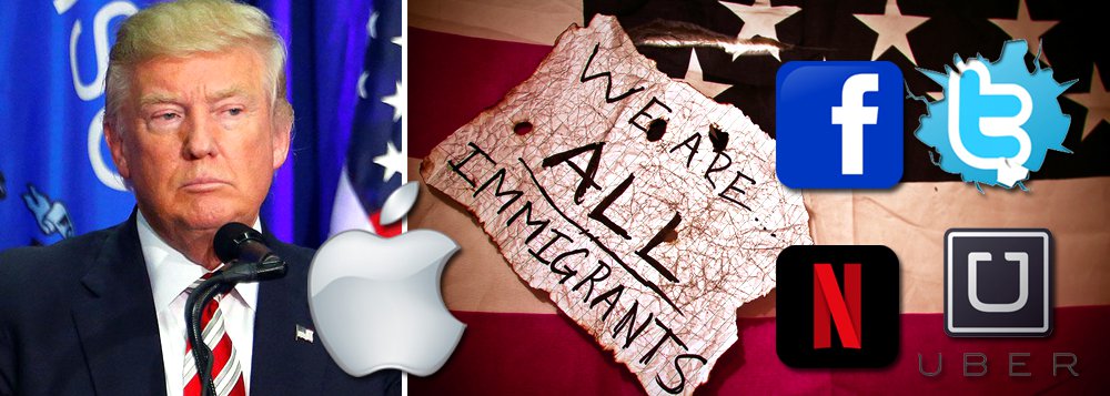 Presidentes de uma série de grandes empresas norte-americanas aderiram à crítica em relação ao novo decreto do presidente recém-empossado, Donald Trump, que suspende a entrada de todos os refugiados; "Apple não sobreviveria sem imigrantes, sem falar da prosperidade ou desenvolvimento que temos hoje em dia", diz o chefe da multinacional Apple, Tim Cook; fundador do Facebook, Mark Zuckerberg disse que "os EUA são uma nação de migrantes" e que as pessoas devem ter orgulho nisso; "O impacto humanitário e econômico do decreto executivo é real e desolador. Nós beneficiamos daquilo que os refugiados e imigrantes trazem aos EUA", disse Jack Dorsey, do Twitter