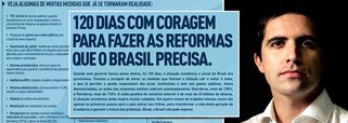 "O governo lançou uma campanha publicitária para tentar convencer a população de que não é tão ruim quanto ela pensa. É uma missão árdua, e a propaganda já começa pisando na bola. Contabiliza apenas 120 dias de gestão, quando Michel Temer assumiu há exatos 232", critica o jornalista Bernardo Mello Franco; "Na primeira linha da propaganda, lê-se a palavra "coragem", em letras garrafais. Parece um exagero do redator, já que o presidente tem evitado comparecer a palanques, estádios e até velórios por medo de ser vaiado"; completa