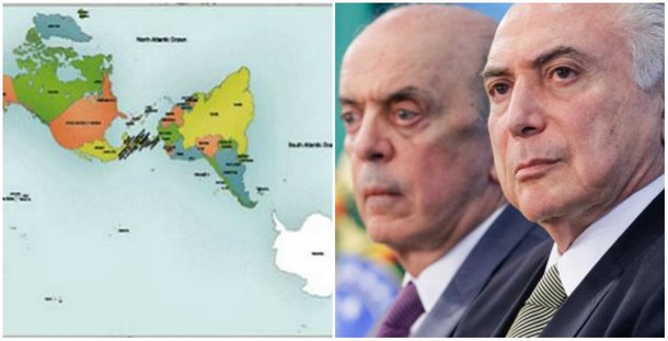 O mapa do mundo redesenhado pelo japonês Hajime Narukawa, "se olhado com mais que simples curiosidade, mostra que somos maiores do que sempre pensamos olhando o velho mapa de Mercator. Repare: maiores que os EUA, sem o Alasca. Quase do tamanho da China, esse gigante. Mas temos uma elite que pensa que um gigante assim pode ser anão. Pequeno e 'bem-comportado'", escreve o jornalista Fernando Brito