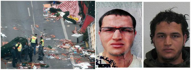 A polícia da Alemanha está procurando um tunisiano que pediu asilo no país depois de encontrar um documento de identidade debaixo do assento do motorista do caminhão que atropelou um multidão em um mercado natalino de Berlim e matou 12 pessoas; o suspeito aparentemente chegou à Alemanha em julho de 2015, e teve seu pedido de asilo rejeitado