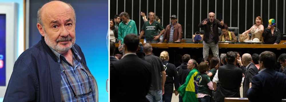 Citando vários acontecimentos recentes, como protestos no Rio, discussão entre Gilmar e Lewandowski no STF e a invasão de "vândalos ensandecidos" no plenário da Câmara, pedindo a intervenção militar, o jornalista afirma que, "neste clima de fim de feira, com governantes, políticos e partidos desacreditados, caminhamos para um estado de anomia social, que poderá desaguar numa convulsão"