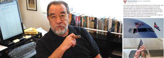 Jornalista e escritor Fernando Morais denuncia edição do jornal O Globo na notícia sobre o primeiro voo comercial regular entre EUA e Cuba em mais de cinquenta anos e observa que o jornal cortou a foto para que a bandeira de Cuba não aparecesse; "As organizações Globo e a família Marinho são inimigas do Brasil e dos brasileiros e assim devem ser tratadas", critica Morais