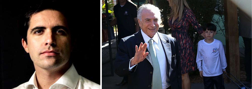 "Pesquisas indicam que o estilo dele, excessivamente formal e quase sempre soturno, não atrai a simpatia dos eleitores. Temer tem manifestado o desejo de se tornar mais popular. Apesar de seus talentos, é possível que nem o fenômeno Michelzinho consiga operar este milagre", diz o colunista Bernardo Mello Franco; presidente interino; esta semana, Temer convocou a imprensa para mostrá-lo buscando o filho numa escola particular de Brasília
