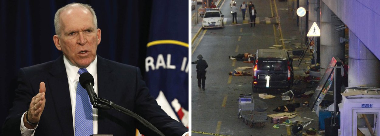 Diretor da Agência Central de Inteligência (CIA) norte-americana, John Brennan, afirmou nesta quarta-feira, 29, que o Estado Islâmico está preparando um atentado nos EUA semelhante ao perpetrado no aeroporto de Istambul nessa terça-feira, 28, que deixou 41 mortos; "Ficaria surpreso se o Daesh [Estado Islâmico] não tentar realizar este tipo de ataque nos EUA", admitiu Brennan em uma entrevista ao portal Yahoo News; "Considerando o que aconteceu no aeroporto turco, foram usados coletes com explosivos que não são difíceis de fabricar", explicou ele, reconhecendo que este tipo de ataque é difícil de evitar.