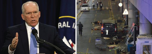 Diretor da Agência Central de Inteligência (CIA) norte-americana, John Brennan, afirmou nesta quarta-feira, 29, que o Estado Islâmico está preparando um atentado nos EUA semelhante ao perpetrado no aeroporto de Istambul nessa terça-feira, 28, que deixou 41 mortos; "Ficaria surpreso se o Daesh [Estado Islâmico] não tentar realizar este tipo de ataque nos EUA", admitiu Brennan em uma entrevista ao portal Yahoo News; "Considerando o que aconteceu no aeroporto turco, foram usados coletes com explosivos que não são difíceis de fabricar", explicou ele, reconhecendo que este tipo de ataque é difícil de evitar.
