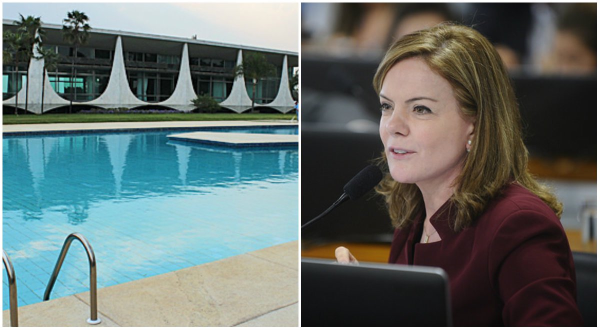 Senadora Gleisi Hoffmann (PT-PR) critica "caçada implacável" contra o ex-presidente Lula com a denúncia, da Folha de S.Paulo, de que uma reforma na piscina do Palácio do Alvorada realizada pela Odebrecht foi um "favorecimento" ao petista "ainda no exercício do mandato"; "A piscina do Alvorada virou do Lula!!! Surreal! Jornal denuncia favor para bem público?! A caçada é implacável", publicou Gleisi em sua conta no Twitter