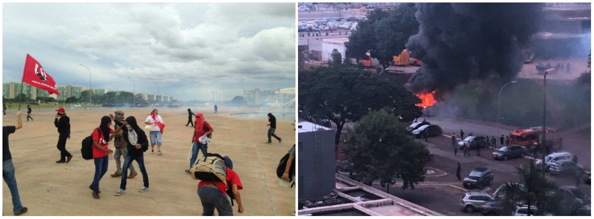 Manifestantes reagem cantando: "o povo unido jamais será vencido"; Polícia Militar não permite a passagem dos manifestantes até o Congresso e revista um por um de quem pretende protestar contra a proposta que congela o teto dos gastos por 20 anos, aprovado no Senado nesta terça-feira 13; vídeo