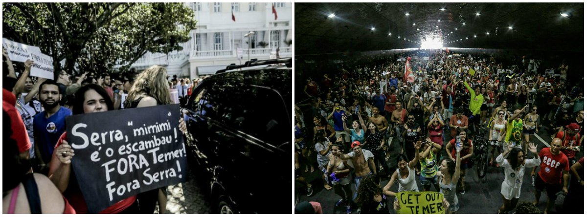 Milhares foram às ruas do Rio de Janeiro neste domingo 4 para pedir a saída de Michel Temer da presidência e eleições diretas já; túnel novo que liga Botafogo a Copacabana foi tomado pelo protesto; ato foi organizado pelas Frentes Povo Sem Medo e Brasil Popular, que reúne dezenas de movimentos sociais, e realizado pacificamente