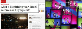 A turbulência política e econômica continua, mas os Jogos do Rio estão dando ao humor do País um bem-vindo impulso, destaca reportagem da revista inglesa The Economist; o texto comenta que, fora das arenas, houve falhas de organização do evento, como longas filas e escassez de comida para o público, mas não há relatos até agora de infecções com Zika; por fim, a revista pondera que os problemas do Brasil não desapareceram; "Os políticos não dão trégua e aprovaram a fase final do impeachment contra a presidente suspensa, e a cada dia traz novas revelações no escândalo de corrupção gigante centrado na Petrobras"