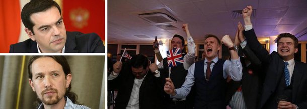 Para o primeiro-ministro da Grécia e líder do partido Syriza, Alexis Tsipras, a decisão britânica de deixar a União Europeia "confirma a profunda crise política e identitária da União Europeia", podendo ser "um despertar ou o começo de um caminho perigoso para o povo europeu"; já o líder do espanhol Podemos, Pablo Iglesias, disse que o bloco "deve mudar"; "Ninguém iria querer partir de uma Europa justa e solidária"