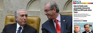 Revista Época, da Editora Globo, já indica que uma delação premiada de Eduardo Cunha tem poder para afastar Michel Temer da presidência da República; o motivo: Cunha arrecadava quando Temer presidia o partido e há a suspeita de que os recursos vinham de negociatas envolvendo empresas estatais, como a Petrobras; se Temer cair ainda em 2016, haverá eleições diretas; se a queda ocorrer no ano que vem, uma eleição indireta