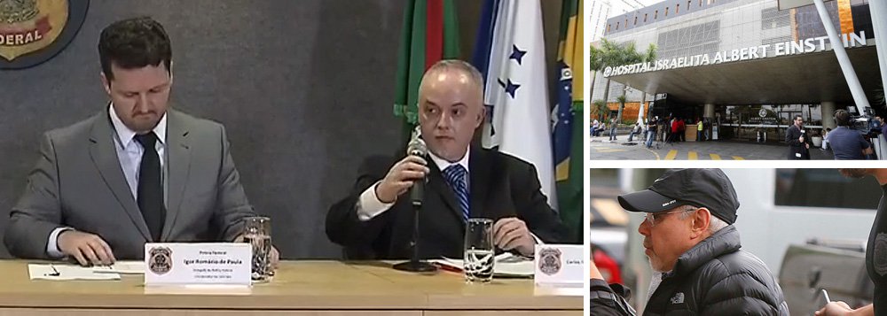 Em coletiva de imprensa sobre a 34ª fase da Lava Jato, o delegado da Polícia Federal Igor Romário de Paula diz que a corporação "desconhecia totalmente" a situação de que o ex-ministro estaria hoje no hospital Albert Einstein acompanhando sua esposa em uma cirurgia; a equipe "foi na casa dele esperando que ele estivesse lá", afirmou, acrescentando que ele não estava no centro cirúrgico e que a equipe não entrou no hospital; o procurador Carlos Fernando dos Santos Lima disse que "coincidências como essas são tristes, mas acontecem, e não há como não cumprir (os mandados)"; "As prisões eram necessárias", afirmou; para defesa, prisão era desnecessária, uma vez que Mantega não representaria risco para a sociedade que justificasse uma medida de força