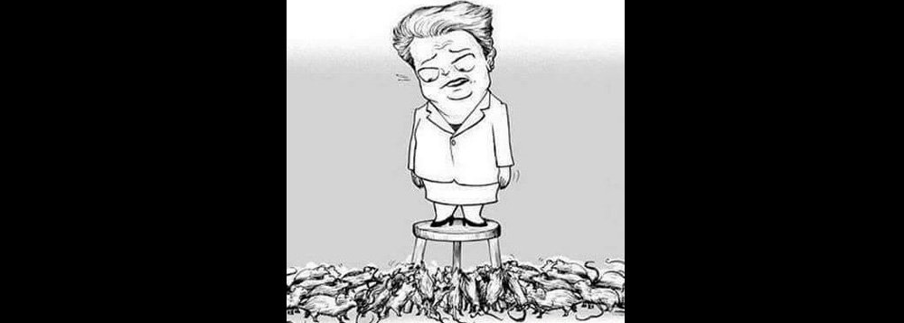 Periódico mais importante e influente do mundo publica charge que, segundo o senador Lindbergh Farias (PT-RJ) expõe a ridicularização internacional do Brasil diante da farsa do impeachment da presidente Dilma Rousseff; imagem mostra a presidente acuada por uma ninhada de ratos, em alusão aos parlamentares, muitos deles respondendo a processos, que vão decidir pelo afastamento definitivo de uma mulher honesta e eleita democraticamente