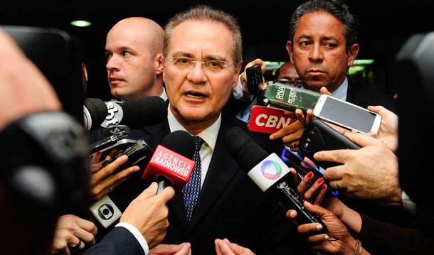 O presidente do Senado, Renan Calheiros (PMDB-AL) disse nesta terça (21) que o pedido de impeachment do procurador-geral da República, Rodrigo Janot, protocolado na semana passada, recebeu ontem (20) um aditamento e que o documento será enviado para análise da advocacia do Senado para emissão de parecer; “Esse pedido foi aditado ontem e hoje eu vou mandar para a Advocacia-Geral do Senado para emitir parecer”, disse; Renan negou que a demora na análise seja uma tentativa de intimidação a Janot; “Quem me conhece sabe que eu não sou de ameaçar. Absolutamente, esse verbo não faz parte do meu dicionário”, afirmou