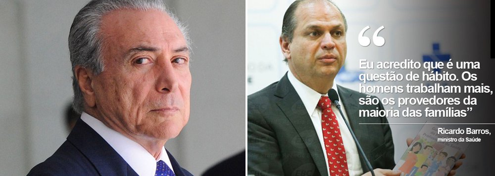 Reportagem do portal G1 diz que governo interino de Michel Temer "vem colecionando frases polêmicas" ao completar três meses de gestão; "Declarações de ministros e do próprio Temer geraram intensa repercussão negativa", diz o texto, sem admitir o absurdo de algumas falas; para a Globo, a afirmação do ministro da Saúde, Ricardo Barros, de que homens trabalham mais que as mulheres, contrariando dados do IBGE, "foi interpretada como 'machista'"