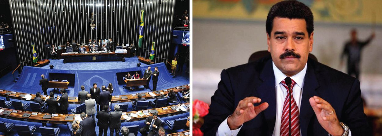 Comissão de Relações Exteriores do Senado aprovou na semana passada voto de repúdio diante da possibilidade de a presidência temporária do Mercosul ser transmitida a Venezuela; como a posição não é consenso, o plenário pode votar a manifestação nesta semana; ministro das Relações Exteriores, José Serra, tem criticado o governo de Nicolás Maduro, dizendo que não existe democracia no país, referindo-se aos opositores detidos, considerados "presos políticos"; senadora Gleisi Hoffmann (PT-PR) criticou a posição do ministro. "Pela primeira vez, nossos países passaram a se enxergar como aliados, como sócios. Nossas nações passaram a se ver como parceiras de um destino comum: a integração, que nos levaria à prosperidade conjunta e à inserção soberana no cenário mundial", disse