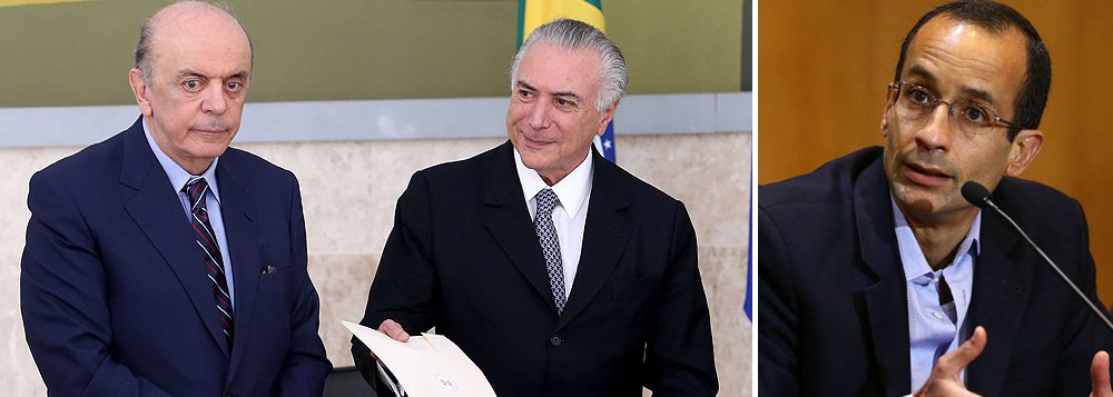 "Esforço para descriminalizar contribuições eleitorais destinadas a Temer e Serra, iguais àquelas usadas para perseguir lideranças ligadas ao governo Lula-Dilma, não reflete apenas a realidade de um país onde a Justiça funciona seletivamente. Expressa uma tentativa de construir uma nova ordem republicana, pós-impeachment, com exclusão de lideranças populares e sem alternâncias no poder, como aquela iniciada pela chegada do Partido dos Trabalhadores ao Planalto, em 2003", diz o colunista Paulo Moreira Leite; Temer foi citado por Marcelo Odebrecht como responsável por um pedido de R$ 10 milhões, doado via caixa dois, e Serra de R$ 23 milhões