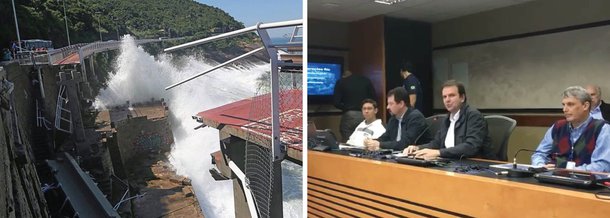 O prefeito do Rio, Eduardo Paes, apresentou a solução de reconstrução da Ciclovia Tim Maia, que teve parte de sua estrutura destruída em São Conrado, zona sul da capital, deixando dois mortos; segundo os estudos, para reconstrução do trecho atingido, será necessário um reforço estrutural da plataforma com a utilização de cargas adequadas aos esforços vertical e horizontal; o fortalecimento dos pilares; e a ancoragem da estrutura na rocha para ondas com recorrência de 100 anos; a estimativa dos técnicos é que a reconstrução do trecho atingido esteja pronto em agosto