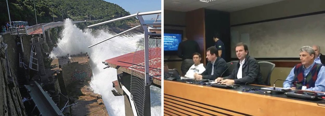 O prefeito do Rio, Eduardo Paes, apresentou a solução de reconstrução da Ciclovia Tim Maia, que teve parte de sua estrutura destruída em São Conrado, zona sul da capital, deixando dois mortos; segundo os estudos, para reconstrução do trecho atingido, será necessário um reforço estrutural da plataforma com a utilização de cargas adequadas aos esforços vertical e horizontal; o fortalecimento dos pilares; e a ancoragem da estrutura na rocha para ondas com recorrência de 100 anos; a estimativa dos técnicos é que a reconstrução do trecho atingido esteja pronto em agosto