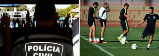 Polícia Civil do Distrito Federal entrou em greve por 48h para pressionar o governo por um aumento salarial de 37%; paralisação, iniciada nesta quinta-feira, fez com que os agentes abandonassem a segurança das delegações de atletas que estão em Brasília para disputar a Olimpíada; seleção de futebol masculino, que está na capital, não foi afetada, pois recebe segurança da Polícia Militar; Justiça declarou a ilegalidade da paralisação e estabeleceu uma multa diária de R$ 200 mil à categoria caso a greve seja mantida