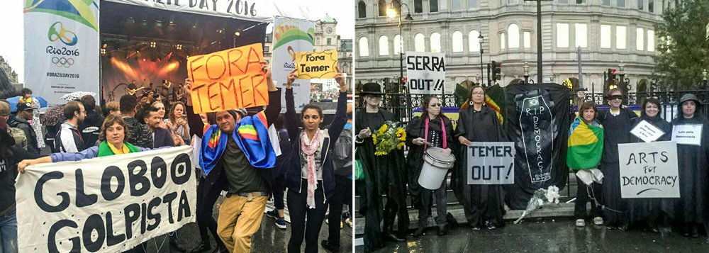 Durante o Brazil Day em Londres, houve protesto contra a Globo e contra o governo de Michel Temer; rejeição ao peemedebista é internacional; vídeo