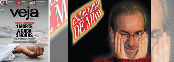 "A revista dos Civita não colocou na sua capa, nem nas chamadas menores, o acontecimento político da semana, indubitavelmente: a renúncia de Eduardo Cunha", diz Fernando Brito, editor do Tijolaço; "Pena que o leitor da Veja – boa parte deles os coitados (inclusive eu, às vezes) que ficam na sala de espera de médicos e dentistas – não seja capaz de perceber, salvo exceções, o que quer dizer essa ausência"