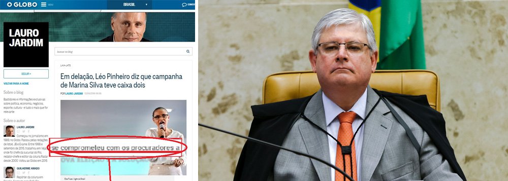 "No mesmo sábado (11/06) em que o jornal O Globo, na sua página 4, publicou declarações do procurador-geral da República, Rodrigo Janot, desmentindo que vazamentos partam da Procuradoria Geral da República (PGR), a coluna de Lauro Jardim, no site do jornal, apontou os procuradores da República como a fonte de informação de delação na Operação Lava Jato. Mais grave, delação que ainda acontecerá. Ou seja, nem no papel está", observa o jornalista Marcelo Auler, em seu blog; e agora, sr. Janot?, pergunta ele