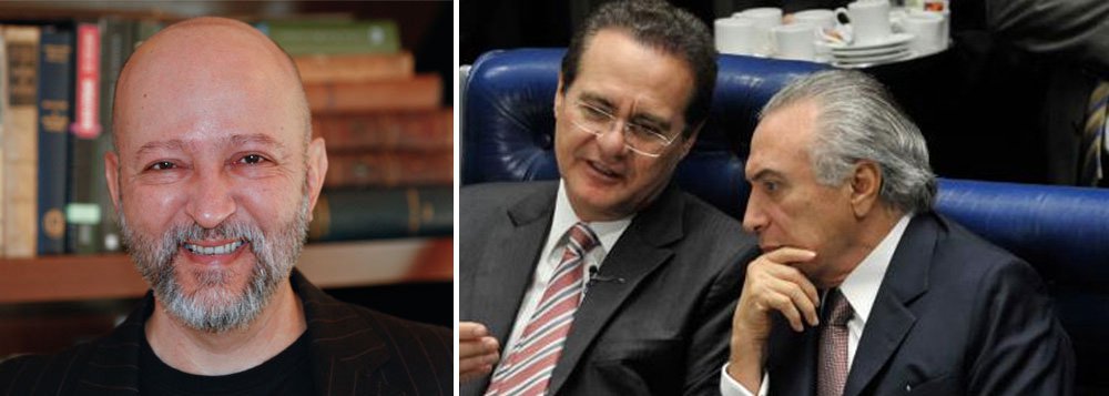 Jornalista destaca que Michel Temer, presidente do PMDB há 15 anos, "sempre soube que Machado fazia e acontecia na Transpetro"; "Administrava os ciúmes do PMDB da Câmara, que não era aquinhoado. Mas agora precisa fingir que não notou que Machado estava lá", diz; para Josias de Souza, até os "fios de cabelo implantados na cabeça de Renan" sabem que ele era o padrinho-chefe de Sérgio Machado; "Renan diz que Machado pilhou o setor público. Mas se abstém de informar porque o mantinha sob sua proteção política", afirma