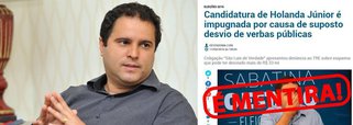 O prefeito de São Luís e candidato à reeleição, Edivaldo Holanda Júnior (PDT), desmentou a eventual impugnação de sua candidatura; a falsa informação foi divulgada em um portal de notícia da capital; "Sem respeito aos eleitores, à sociedade e, principalmente, à ética do jornalismo, alguns veículos de comunicação divulgaram notícia maldosa e mentirosa a respeito da minha candidatura. Continuo candidato sem qualquer causa de inegibilidade", disse