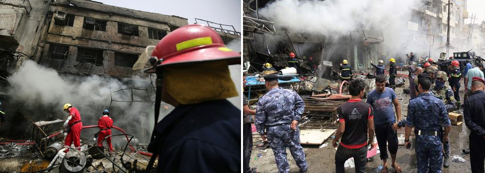 Dois ataques suicidas que mataram cerca de 25 pessoas em Bagdá nesta quinta-feira foram reivindicados pelo Estado Islâmico, cujo bastião de Falluja está cercado por forças iraquianas que atualmente avançam sobre a cidade; insurgentes afirmaram que um ataque foi realizado com um carro repleto de explosivos e outro com um colete de explosivos