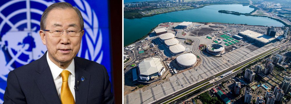 "O Comitê Olímpico Internacional e a ONU vão cooperar para a harmonia e a paz. Proclamamos também a trégua olímpica e exortamos todas as partes em guerra do planeta a deporem as armas e a porem de lado as suas divergências durante os Jogos", declarou o secretário-geral Ban Ki-Moon; ele acrescentou que os Jogos Olímpicos e Paraolímpicos "glorificam tudo o que de melhor existe na humanidade"