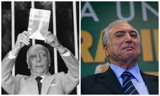 "O PMDB tornou-se o partido que adere a todos os governos. Não consegue viver fora do poder, porque vive da repartição das prebendas – de cargos e de recursos – de quem detém poder. Esteve com FHC, com o PT e agora com o golpe", diz o colunista Emir Sader; nem sempre foi assim, no entanto, pois, sob a liderança de Ulysses Guimarães, o PMDB foi o partido central na luta democrática; hoje, com Temer, é seu inverso; "traidor, corrupto, oportunista, medíocre, incompetente, covarde – vai acumulando os piores epítetos que um politico pode ter e, por isso mesmo, se prestou para ser instrumento do golpe e ser condenado por todo o País, que entoa o 'Fora Temer”, diz ele