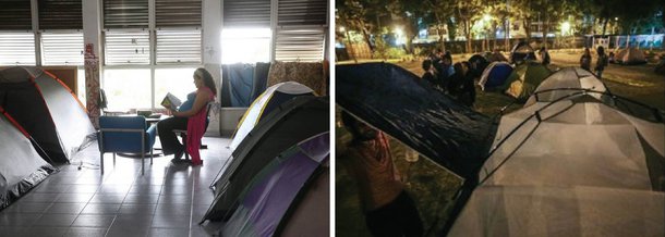 Após reunião à noite com a vice-reitora, Denise Fernandes Lopez Nascimento, o chefe de gabinete, Agnaldo Fernandes, e a superintendente de Assuntos Políticos, Vera Salim, os estudantes exigiram a presença do reitor, Roberto Leher, na negociação; o diretor do Centro Acadêmico dos Estudantes da UFRJ, Pedro Paiva, afirmou que o grupo não sairá do local até que o contrato de utilização do campo pelos agentes de segurança seja cancelado; segundo ele, "a UFRJ não pode ser conivente com esses jogos que estão violando direitos humanos da população com remoções, falta de transporte, repressão que deve se acirrar durante o evento"