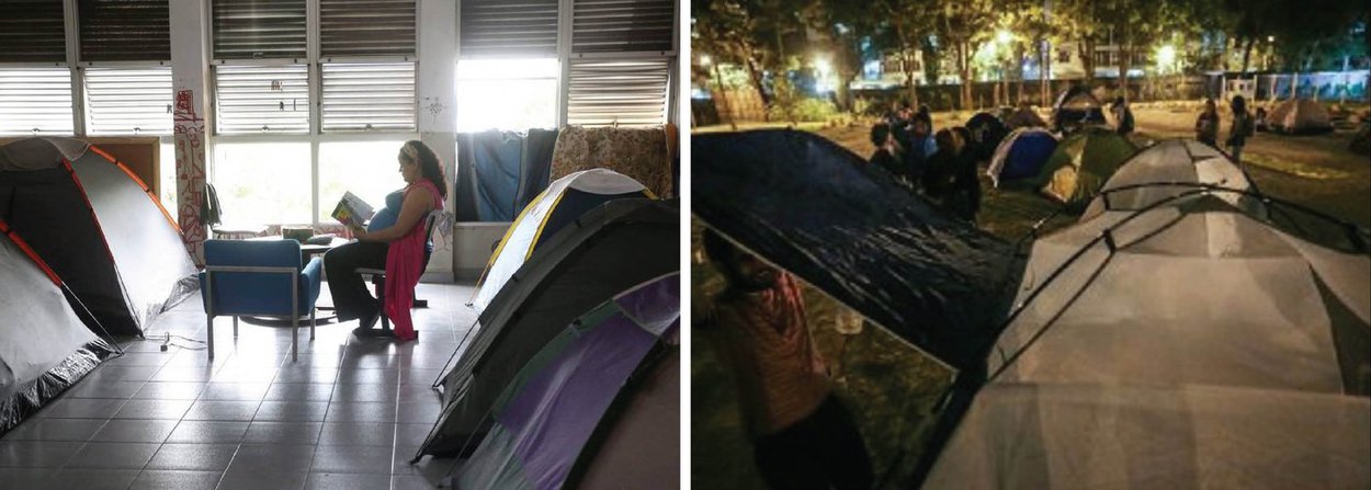 Após reunião à noite com a vice-reitora, Denise Fernandes Lopez Nascimento, o chefe de gabinete, Agnaldo Fernandes, e a superintendente de Assuntos Políticos, Vera Salim, os estudantes exigiram a presença do reitor, Roberto Leher, na negociação; o diretor do Centro Acadêmico dos Estudantes da UFRJ, Pedro Paiva, afirmou que o grupo não sairá do local até que o contrato de utilização do campo pelos agentes de segurança seja cancelado; segundo ele, "a UFRJ não pode ser conivente com esses jogos que estão violando direitos humanos da população com remoções, falta de transporte, repressão que deve se acirrar durante o evento"