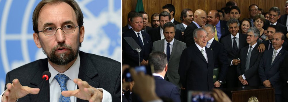 "Eles são mais da metade da população do Brasil e mais de 10% da população de Cuba", afirmou o Alto Comissário de Direitos Humanos das Nações Unidas, Zeid Hussein; "Mas sua representação nos altos níveis do governo, incluindo nos ministérios, é muito inferior", completou; segundo Zeid, "esse déficit de representação na cúpula do poder afeta toda a sociedade: parlamentos, locais de trabalho no setor público e privado, escolas, tribunais, na imprensa – todos lugares em que às vozes dos afrodescendentes são dados muito pouco peso"; a falta de negros e mulheres foi uma das principais críticas contra o ministério do governo interino, que já sofreu duas quedas