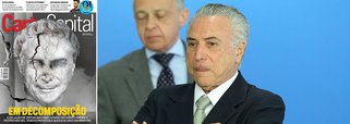 Reportagem de capa da revista diz que "o PMDB e o governo interino afundam, empurrados pela delação de Sérgio Machado e o fim de Eduardo Cunha"