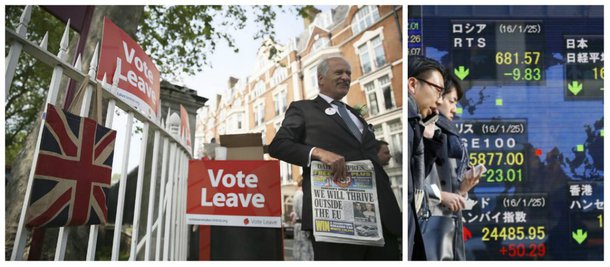 Mercados asiáticos reagiram com pânico nesta sexta-feira (24) à decisão do Reino Unido de deixar a União Europeia (UE); a Bolsa de Tóquio, primeira a fechar na Ásia, despencou 7,92%; o resultado foi ainda um choque para o mercado japonês, comparável à quebra do Lehman Brothers, em 2008; a libra esterlina colapsou para o seu valor mais baixo desde 1985, após o resultado, e caiu para US$ 1,3466; o dólar americano também caiu abaixo dos 100 ienes pela primeira vez desde novembro de 2013; decisão histórica da Inglaterra já influencia países como Escócia e Irlanda que podem deixar o bloco; a situação do primeiro-ministro David Cameron, que defendeu que a população apoiasse a permanência do país no bloco europeu, pode ficar insustentável