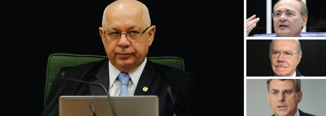 O ministro Teori Zavascki, do Supremo Tribunal Federal (STF), negou nesta terça (14) os pedidos de prisão apresentados pela Procuradoria Geral da República (PGR) contra o presidente do Senado, Renan Calheiros (PMDB-AL), o senador Romero Jucá (PMDB-RR) e o ex-presidente José Sarney; Teori rejeitou os pedidos de prisão considerando a imunidade parlamentar e a inexistência de crime em flagrante; no mesmo despacho, o ministro também retirou o sigilo dos pedidos de prisão