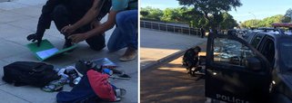 Polícia Militar (PM) descartou que houvesse bomba em uma mochila deixada na rampa de acesso ao Banco Central (BC), em Brasília; segundo os policiais, dentro da mochila havia apenas roupas velhas; mais cedo, o local foi isolado, mobilizando a PM e o Corpo de Bombeiro; primeiro e o segundo andares do prédio foram esvaziados por precaução