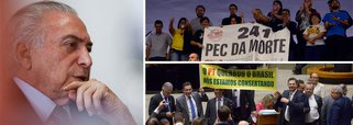 Com forte resistência da oposição e de movimentos sociais, que chamou a PEC 241 de "PEC da morte", a base do governo Temer aprovou com facilidade, por 366 votos contra 111 e 2 abstenções, a proposta de emenda à constituição que congela por 20 anos os gastos públicos do País; "Vimos aqui um festival de cinismo", lamentou a deputada Erika Kokay (PT-DF), rebatendo o discurso dos governistas que negaram que o projeto reduzirá investimentos em saúde e educação; "A morte acaba de adentrar à Constituição brasileira", acrescentou
