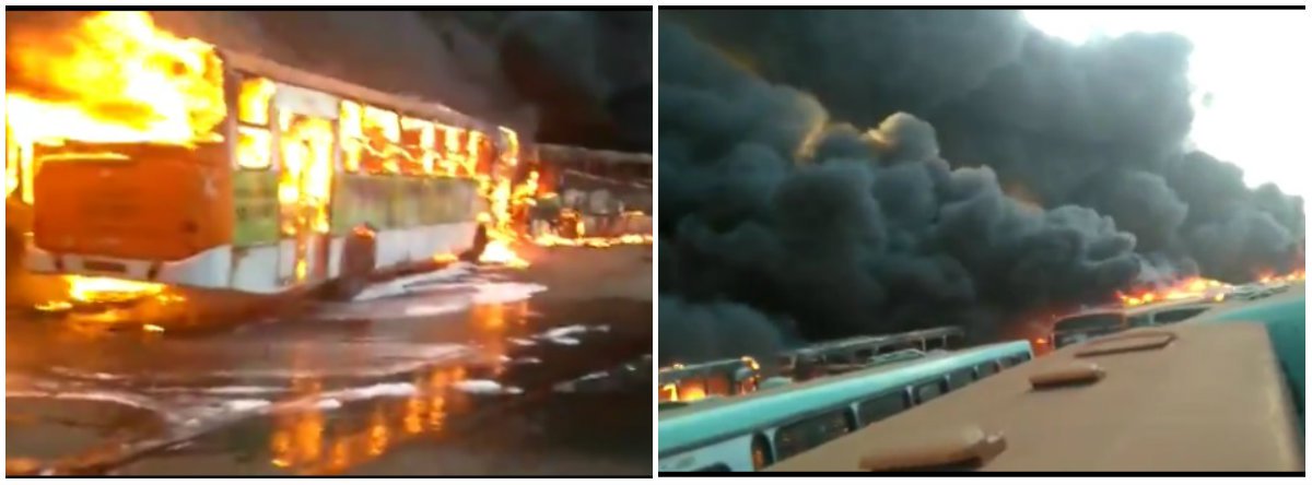 O incidente aconteceu em uma garagem no Paranoá; os veículos são da empresa Viva Brasília, que atuou no sistema de transporte público até a última licitação, ocorrida a partir de 2011; como o espaço entre os ônibus é muito pequeno, o fogo se alastrou rapidamente; segundo o Corpo de Bombeiros, a causa do fogo é desconhecida e apenas uma perícia indicará a motivação do incêndio