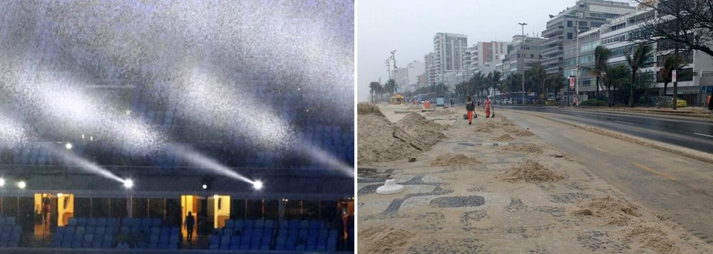 O município do Rio de Janeiro entrou em estado de atenção por causa de ocorrências provocadas por ventos muito fortes na cidade; segundo o Centro de Operações da Prefeitura, as rajadas de vento, que devem continuar acima de 76 quilômetros por hora, serão acompanhadas de chuva fraca a moderada