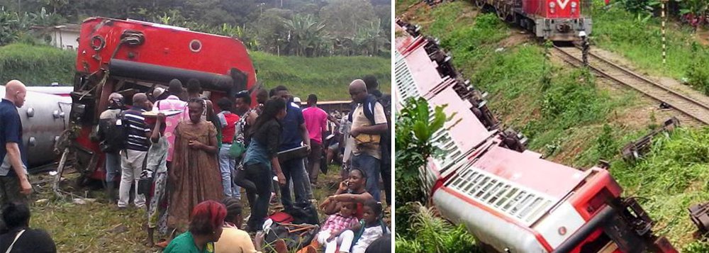 Pelo menos 55 pessoas morreram e 575 se feriram nesta sexta-feira quando um trem lotado que viajava entre as duas maiores cidades de Camarões descarrilou e capotou; o trem de passageiros intermunicipal estava viajando de Yaounde para a capital comercial, Douala, quando o acidente ocorreu