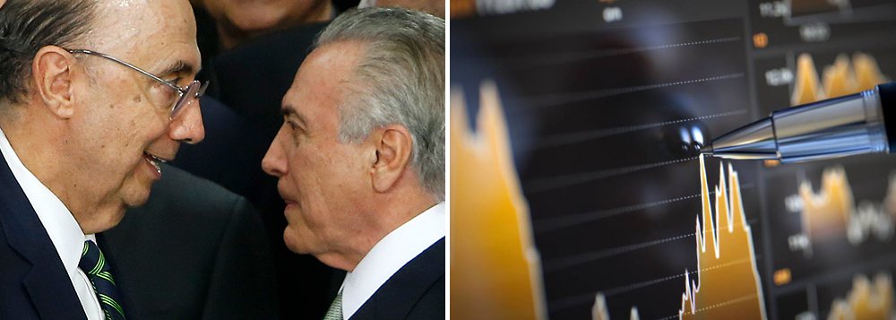 Validade do cheque em branco dado pelo mercado financeiro ao governo interino está chegando ao fim, de acordo com um profissional do mercado financeiro; na manhã desta quarta-feira, o Ibovespa caía 0,35% e o dólar era negociado em alta de 0,64%, negociado a R$ 3,2804; trajetória decrescente do mercado financeiro é atribuída à desconfiança cada vez maior em torno das medidas econômicas do governo Temer e não a fatores externos; à tarde o índice passou a subir depois do discurso do ministro da Fazenda, Henrique Meirelles