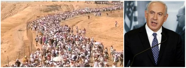 Milhares de mulheres de Palestina e Israel de várias ideologias e religiões decidiram se reunir e fazer uma marcha de duas semanas até a residência do primeiro-ministro israelense Benjamin Netanyahu a fim de pedir-lhe um acordo de paz entre os dois povos; a manifestação foi chamada de "Marcha da Esperança"; a marcha terminou na chegada das mulheres à residência presidencial em Jerusalém; mas, segundo o jornal Telesur, elas continuaram "protestando até que fosse alcançado um acordo"; vídeo